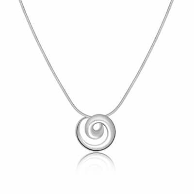 925 Sterling Silver Hand Crafted Elegant Round Swirl Design  Pendant & Chain - Exclusive Design