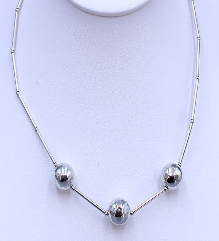 925 Sterling Silver Hand Crafted  Exclusive Design Modern Ball Design Necklace - Exclusive