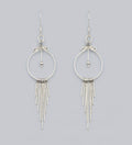 925 Sterling Silver Hand Crafted Fringe-Circle Drop/Drop Earrings