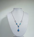 925 Sterling Silver Hand Crafted Necklace Set With Opal and CZ Stones.