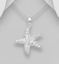 925 Sterling Silver Hand Crafted Pendant & Chain Design That Mimics The Natural Surface of  Starfish