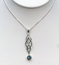 925 Sterling Silver Hand Crafted Pendant & Chain Set with A light Blue Stone
