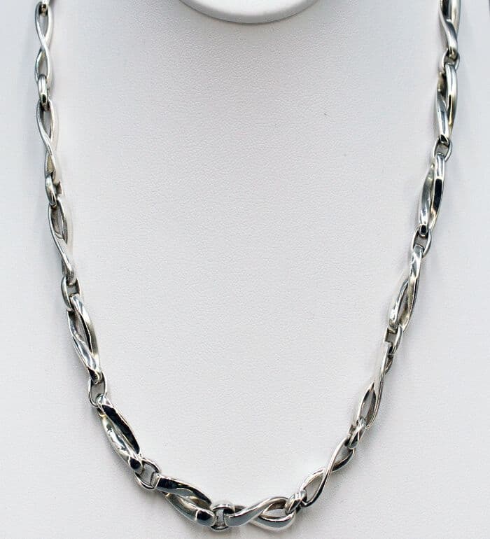 925 Sterling Silver Hand Crafted Solid Infinity Style Necklace - 18" in Length