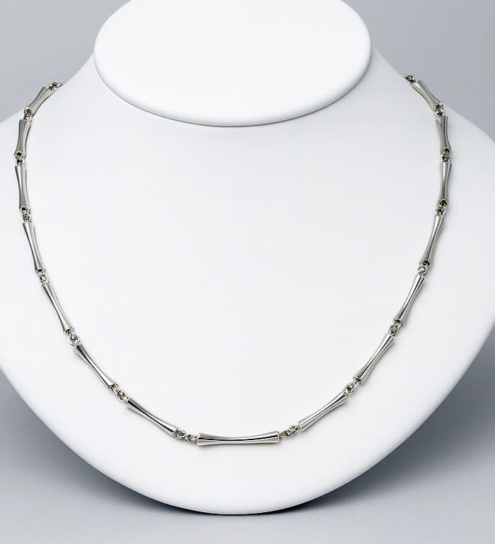 925 Sterling Silver Hand Crafted Solid Oblong Link Necklace. Exclusive Design