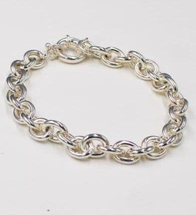 925 Sterling Silver Hand Crafted Solid Round  Linked Bracelet