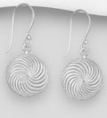 925 Sterling Silver hand Crafted Solid Wire Swirl Drop/Hook Earrings