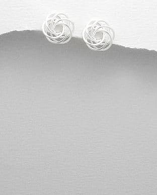 925 Sterling Silver Hand Crafted Swirl Stud Earrings