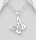 925 Sterling Silver Hand Finished Butterfly Pendant & Chain