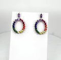 925 Sterling Silver Hand Made Drop Push Back Earrings Decorated With Multi Colour Gem Stones. WOW! W