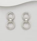 925 Sterling Silver Handcrafted Polished Solid Round Links Drop Earrings - Exclusive