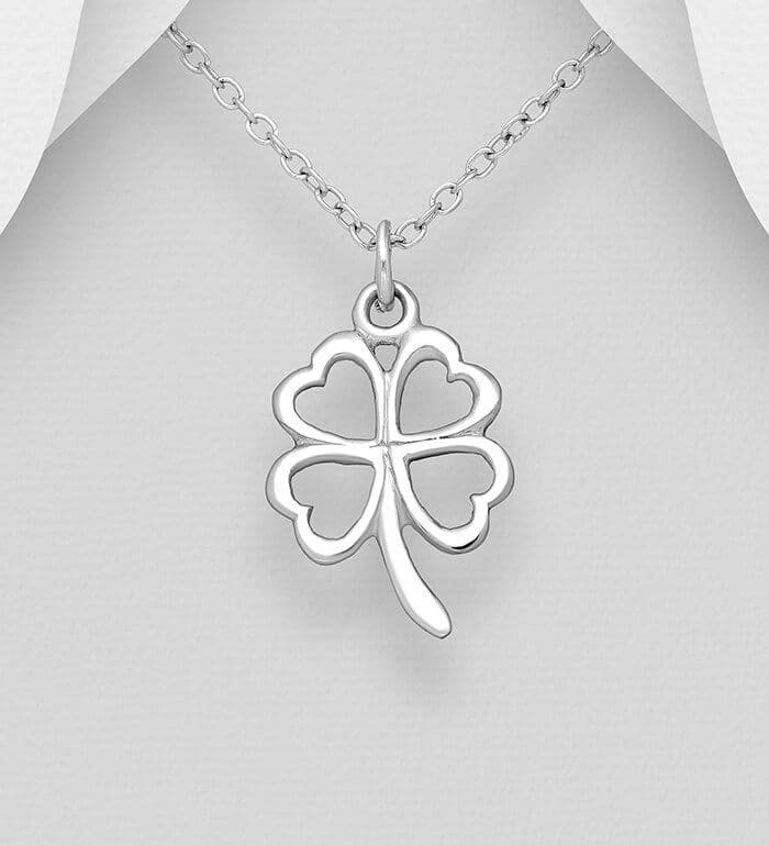 925 Sterling Silver Handcrafted Shamrock Pendant & Chain  Timeless Luck and Elegance