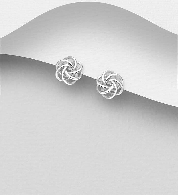 925 Sterling Silver Handcrafted Swirl Stud Earrings  Elegant Motion in Miniature