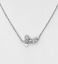 925 Sterling Silver Heart "Love" Necklace with CZ Simulated Diamonds