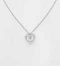 925 Sterling Silver Heart Necklace/Pendant, Decorated with CZ Simulated Diamonds