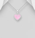 925 Sterling Silver Heart Pendant & Chain-Decorated with Pink Mother of Pearl Shell