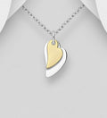 925 Sterling Silver Heart Pendant  Chain Plated 14K Yellow Gold