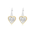 925 Sterling Silver Heart Shaped Drop Earrings edged with 18ct yellow gold.
