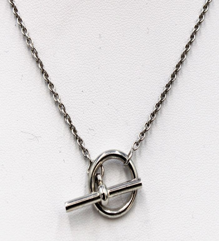 925 Sterling Silver Hermes Style Solid Necklace. T Bar Clasp. Exclusive Design