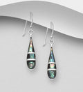 925 Sterling Silver Hook/Drop Earrings Hand Crafted & Decorated With Abalone Shell