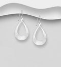 925 Sterling Silver Pair Shap Hook/Drop Earrings,  (Matte Look)