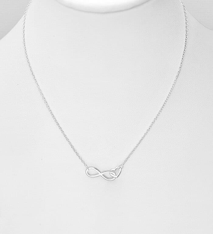 925 Sterling Silver Infinity and Heart Necklace - A sparkling expression of love and elegance