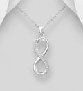 925 Sterling Silver Infinity Pendant & Chain Set With CZ Simulated Diamonds -