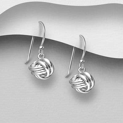 925 sterling silver knot earrings combine a smooth,  with a timeless interwoven Knott Motif