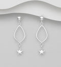 925 sterling silver knot hook earrings with a suspended star charm