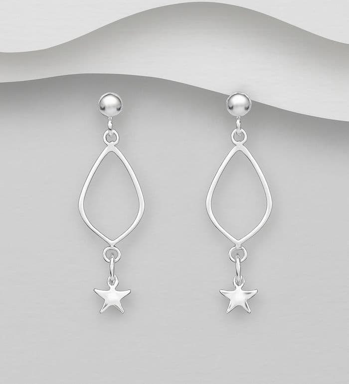 925 sterling silver knot hook earrings with a suspended star charm