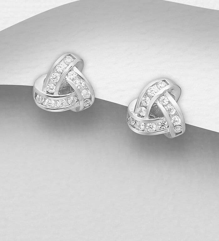 925 Sterling Silver Knot Stud Earrings Set with CZ Simulated Diamonds -   perfect for any occasion