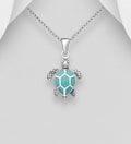 925 Sterling Silver Leaf Pendant & Chain, Decorated with Garnets Gemstones (1)