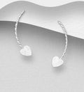 925 Sterling Silver Matte Heart Push-Back Earrings