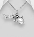 925 Sterling Silver Medium Size Oxidized Whaleshark Pendant & Chain - perfect for Ocean Lovers