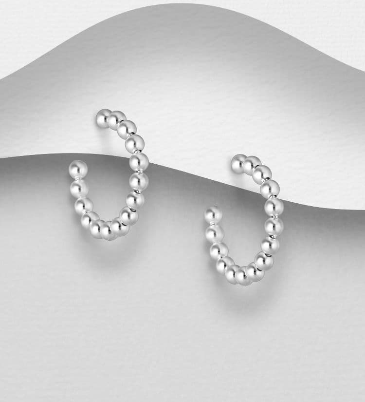 925 Sterling Silver Medium Sized Ball Push-Back Earrings
