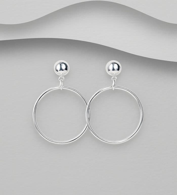925 Sterling Silver Minimalist Circular Earrings - Classic Stud Fitting
