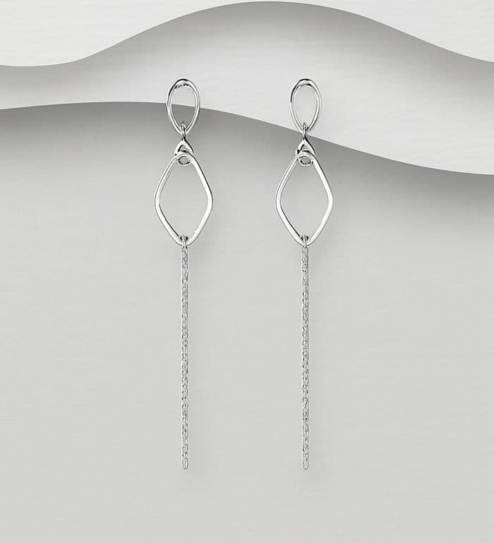 925 Sterling Silver Minimalist Hand Crafted Drop/Hook Earrings - Exclusive