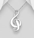 925 Sterling Silver Musical Note Pendant & Chain - Perfect for Musical Lovers