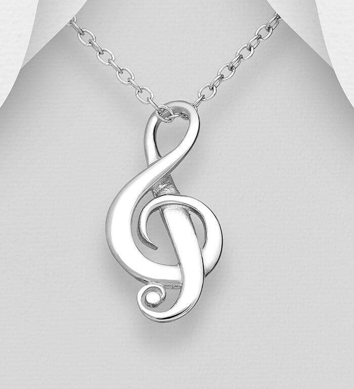 925 Sterling Silver Musical Note Pendant & Chain - Perfect for Musical Lovers