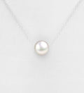 925 Sterling Silver Necklace with a White Freshwater Pearl  Length: 15"-17"