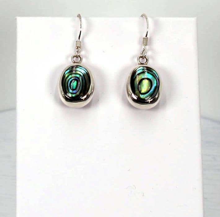 925 Sterling Silver Oval Drop Earrings  Abalone Shell & Mother of Pearl Double-Sided Beauty