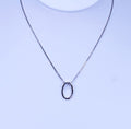 925 Sterling Silver Oval Necklace and Pendant set ,  Complete With 3 Stunning Diamonds