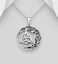 925 Sterling Silver Oxidised Round  Celtic Pendant & Chain