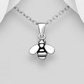 925 Sterling Silver Oxidised Small  Bee Pendant & Chain