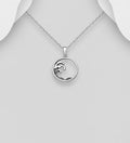 925 Sterling Silver Oxidised Wave Pendant & Chain