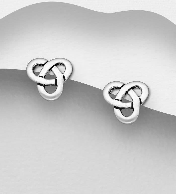 925 Sterling Silver Oxidized Celtic PushBack Stud Earrings