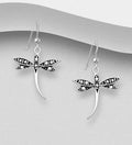925 Sterling Silver Oxidized Dragonfly Drop Earrings  Nature-Inspired Beauty with Vintage Charm