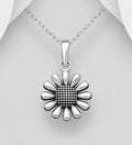 925 Sterling Silver Oxidized Sunflower Pendant & Chain