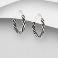 925 Sterling Silver Oxidized Twisted Hoop Earrings