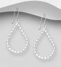 925 Sterling Silver Pear Shape Diamond Cut Hook/Drop Earrings