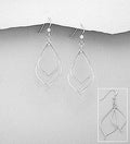 925 Sterling Silver Pear Shape, Hand Crafted Hook/Drop Earrings
